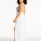 City Studio Women's Lace Slitted Wrap Sleeveless Jewel Neck Maxi Cocktail Dress White Size 18W