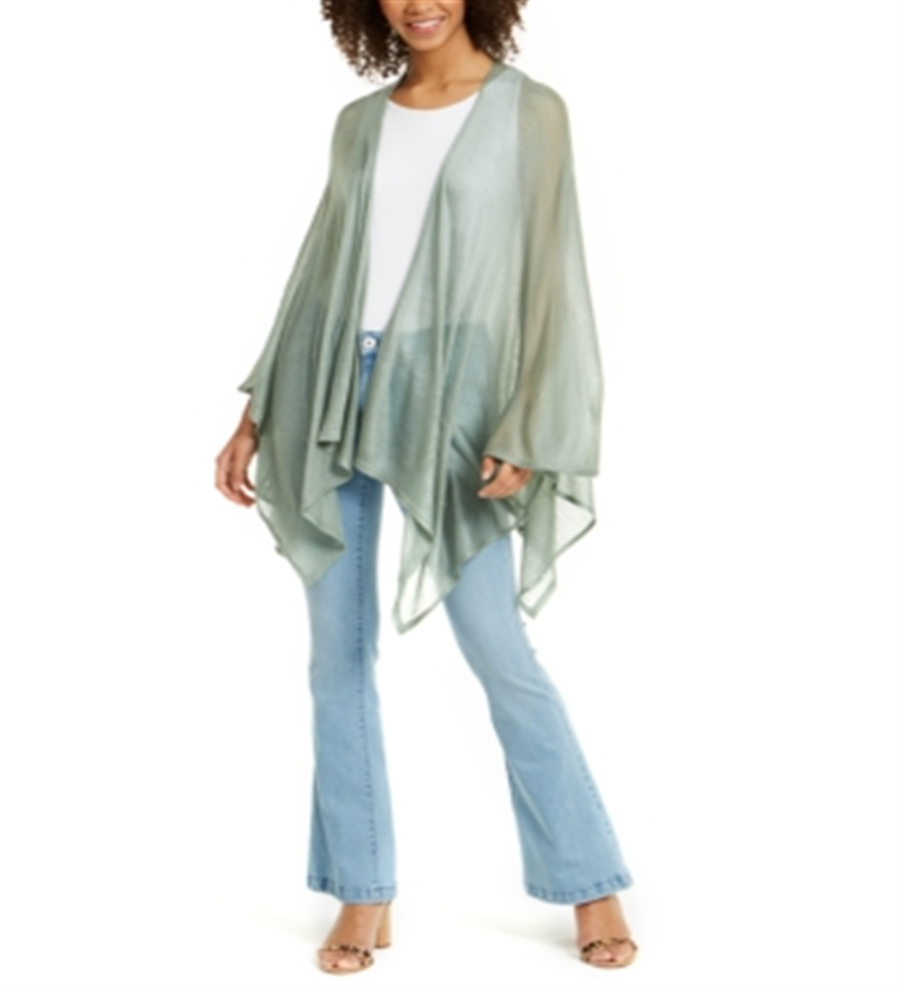 INC International Concepts Women's Knit Ruana Green Size Regular