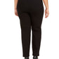 JM Collection Women's Plus Tummy Control Straight Leg Pull on Pants Black Size Petite Small