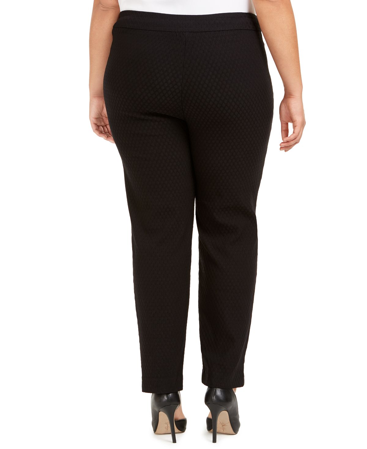 JM Collection Women's Plus Tummy Control Straight Leg Pull on Pants Black Size Petite Small