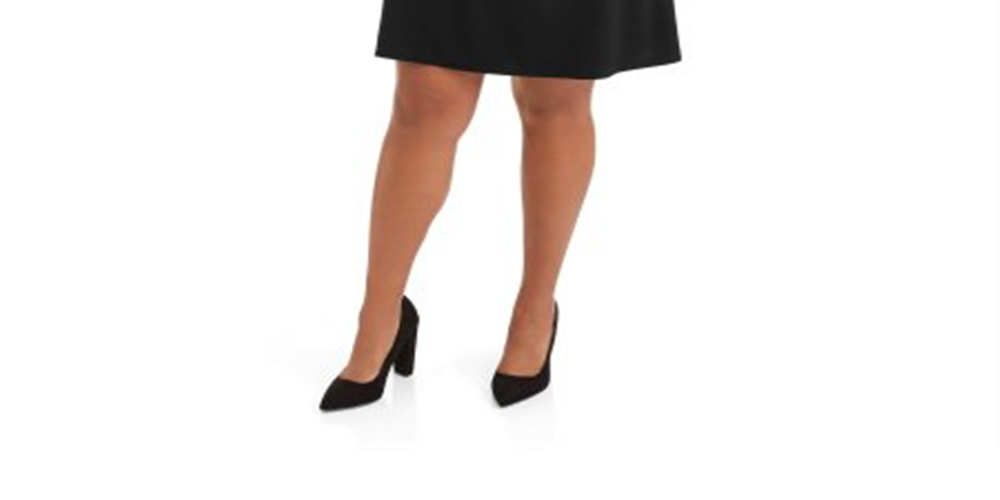 Love Squared Women's Plus on Off Bell Sleeve Shift Dress with Trim Black Size 2X