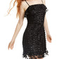 Trixxi Junior's Glitter Dot Ruffle Mesh Sheath Dress Black Size 15