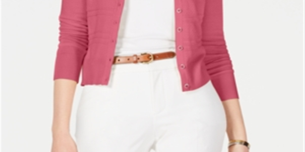 Charter Club Women's Textured Cardigan Pink Size X-Small