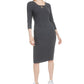 Bar III Women's Lace up Grommet Neck Ribbed Dress Gray Size Small