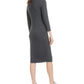 Bar III Women's Lace up Grommet Neck Ribbed Dress Gray Size Small
