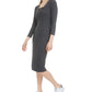 Bar III Women's Lace up Grommet Neck Ribbed Dress Gray Size Small