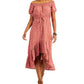 Style & Co Women's Below the Knee Dress Brown Size Large