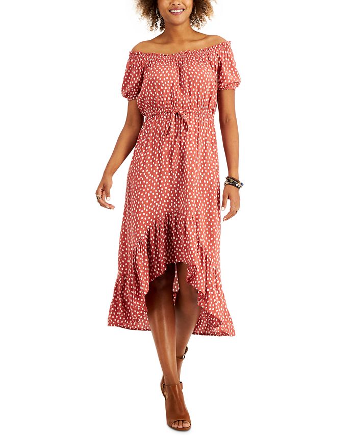 Style & Co Women's Below the Knee Dress Brown Size Large