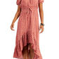 Style & Co Women's Below the Knee Dress Brown Size Large