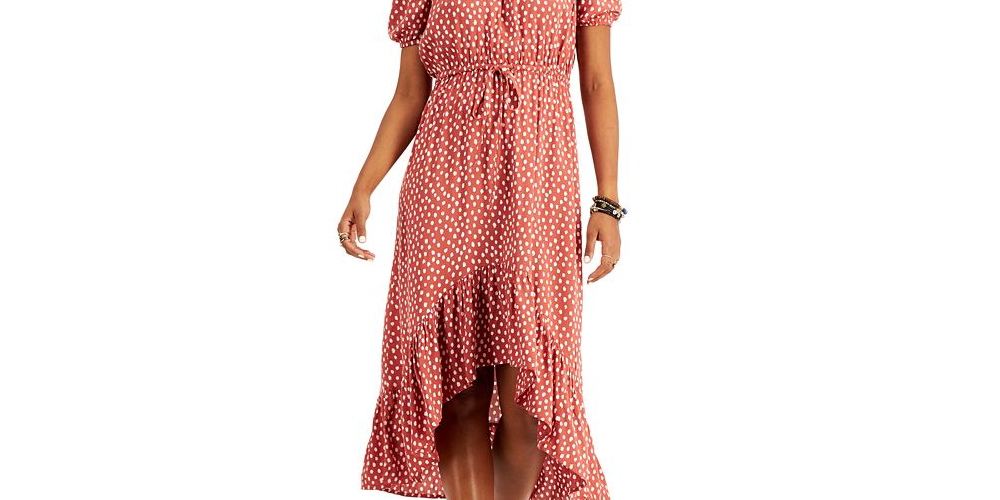 Style & Co Women's Below the Knee Dress Brown Size Large