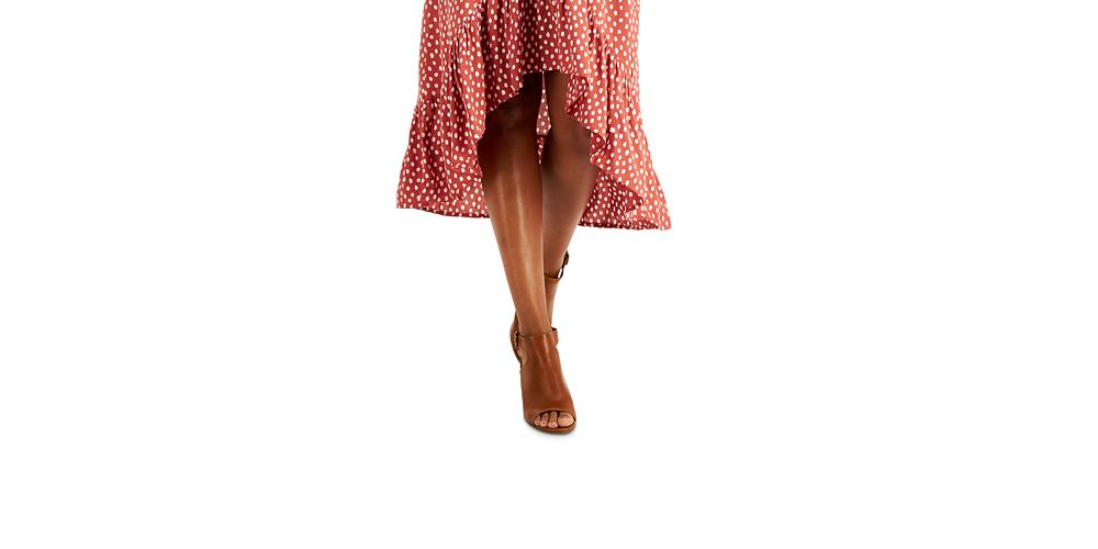 Style & Co Women's Below the Knee Dress Brown Size Large