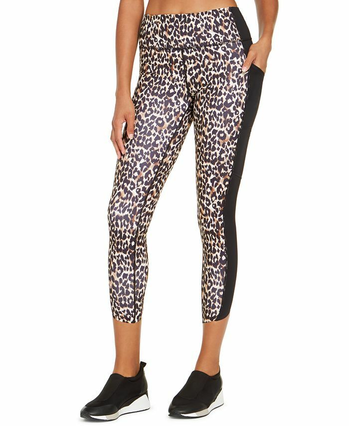 Ideology Women's Animal Print Fitness Athletic Leggings Black Size XL
