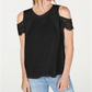 INC International Concepts Women's Short Sleeve Jewel Neck Top Black Size XX-Large
