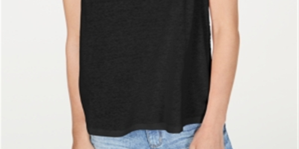 INC International Concepts Women's Short Sleeve Jewel Neck Top Black Size XX-Large