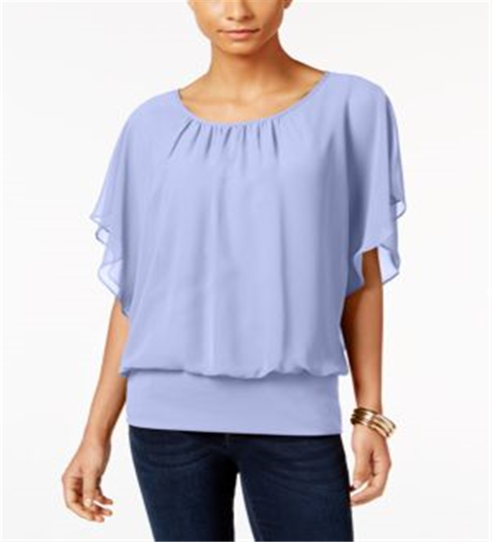 JM Collection Women's Flutter Sleeve Top Purple Size Small