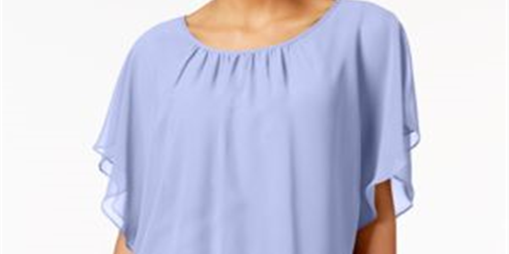 JM Collection Women's Flutter Sleeve Top Purple Size Small