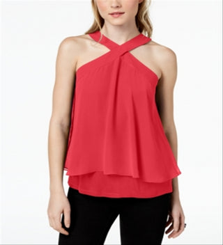 Bar III Women's Sleeveless Halter Top Red Size Medium