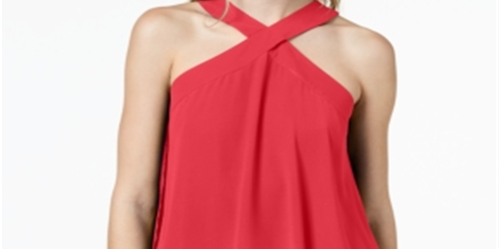 Bar III Women's Sleeveless Halter Top Red Size Medium