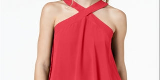 Bar III Women's Sleeveless Halter Top Red Size Medium