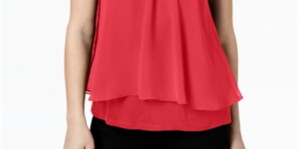 Bar III Women's Sleeveless Halter Top Red Size Medium