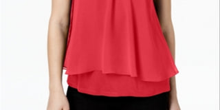 Bar III Women's Sleeveless Halter Top Red Size Medium