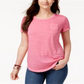 Style & Co Women's Burnout T-Shirt Pink Size X-Small