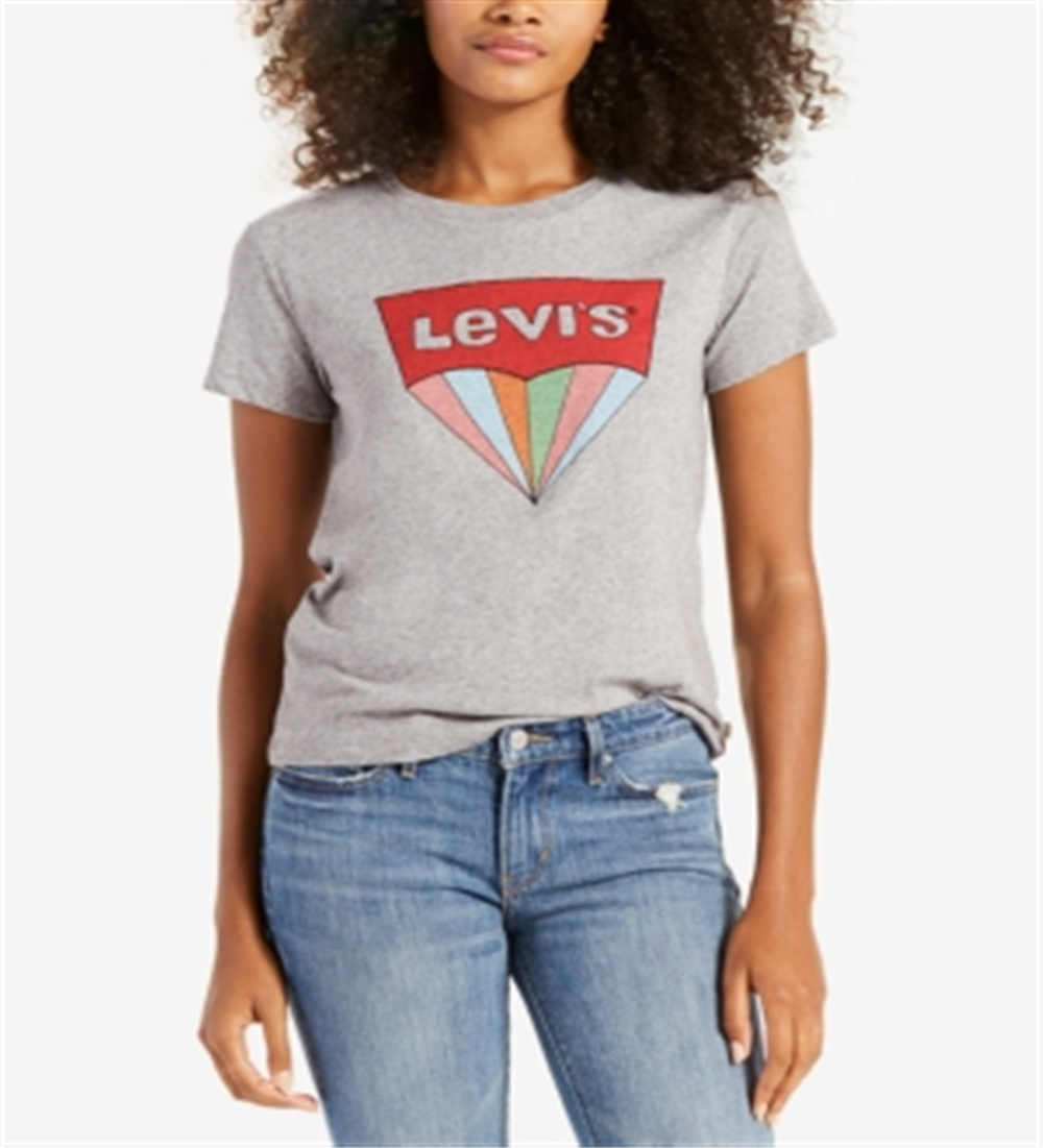 Levi's Women's Perfect Graphic Logo T-Shirt Gray Size X-Large