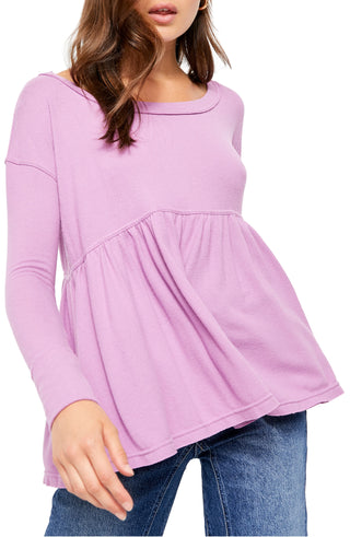 Free People Girl's Knit Babydoll Pullover Top Purple Size Medium