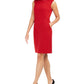 Anne Klein Women's Zippered Sleeveless Crew Neck Knee Length Sheath Wear to Work Dress Red Size 14