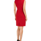 Anne Klein Women's Zippered Sleeveless Crew Neck Knee Length Sheath Wear to Work Dress Red Size 14