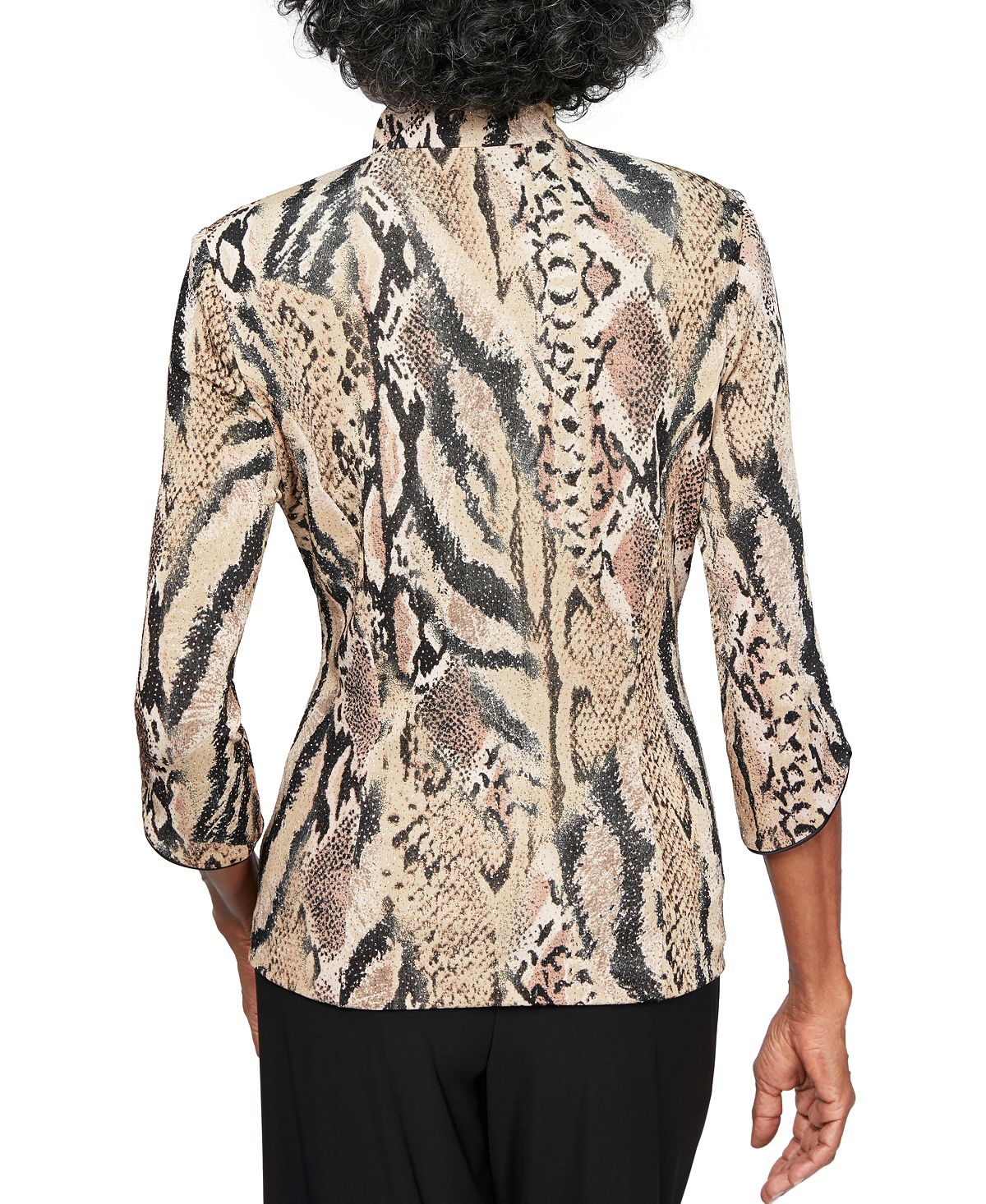 Alex Evenings Women's Animal Print Twinset Brown Size Small