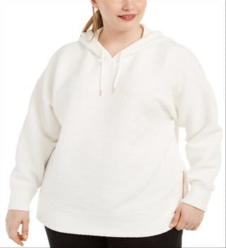 Ideology Women's Warm up Side Zip Hoodie White Size 3X