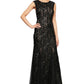 Alex Evenings Women's Floral Sleeveless Jewel Neck Full Length Fit Flare Formal Dress Black Size 14