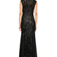 Alex Evenings Women's Floral Sleeveless Jewel Neck Full Length Fit Flare Formal Dress Black Size 14