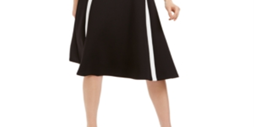 Calvin Klein Women's Colorblock Sleeveless Fit Flare Dress Black Size 2