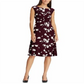 Ralph Lauren Women's Floral Sleeveless Jewel Neck Knee Length Sheath Dress Wine Size 2 Petite