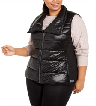 Calvin Klein Women's Performance Plus Printed Puffer Vest Black Size 1X