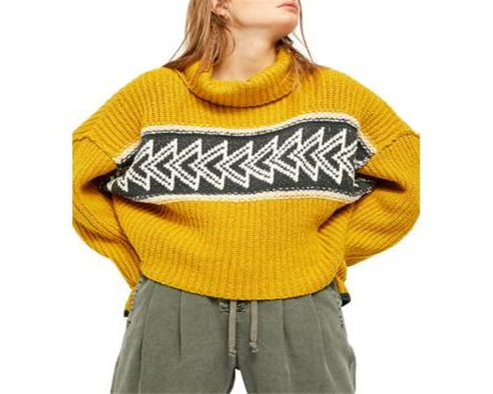 Free People Women's Greater Than Ribbed Knit Cowl Neck Pullover Sweater Yellow Size M
