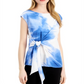 Alfani Women's Side Tie Printed Top Blue Size Small