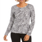 Charter Club Women's Leopard Print Top White Size Small