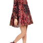 Free People Women's Long Sleeve Above the Knee Empire Waist Dress Red Size Medium
