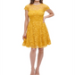 Kensie Women's Short Sleeve Illusion Neckline Short Sheath Dress Yellow Size 4