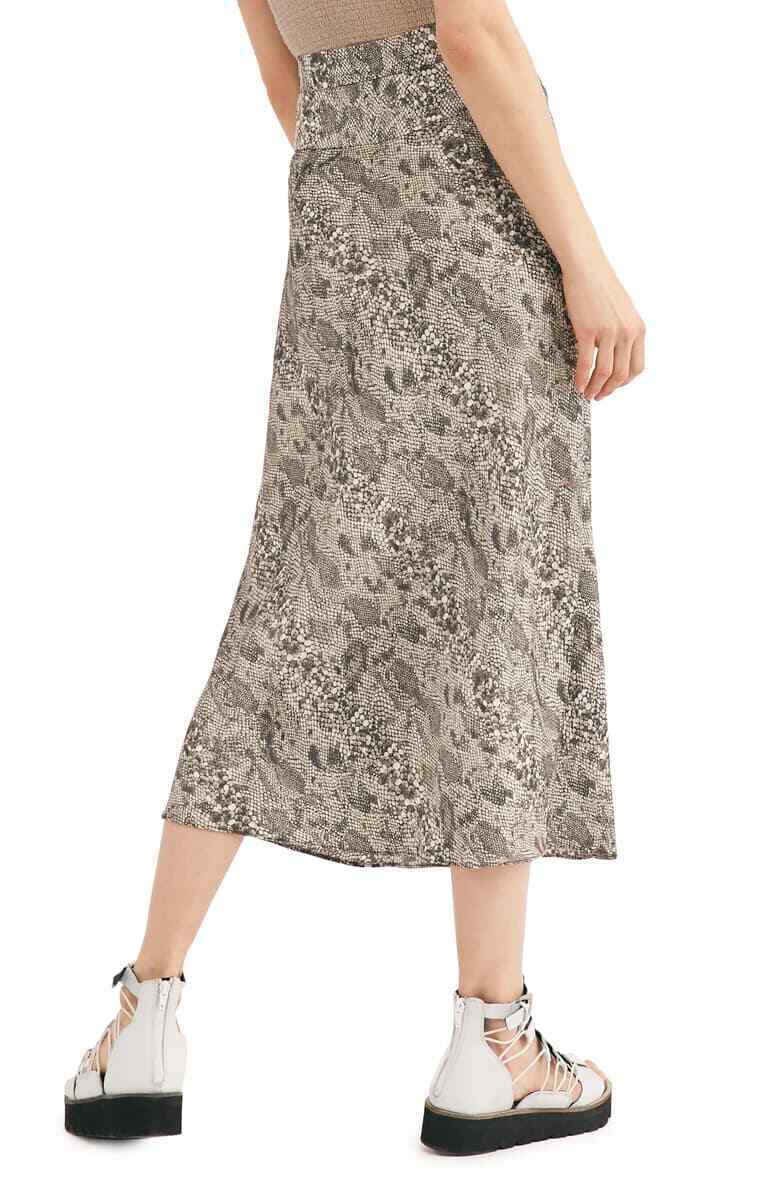 Free People Women's Printed Tea Length Pencil Skirt Gray Size 2