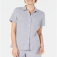 Karen Scott Women's Cotton Seersucker Shirt Blue Size XX-Large