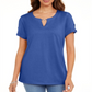 Karen Scott Women's Keyhole T-Shirt Blue Size Small