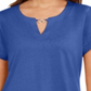 Karen Scott Women's Keyhole T-Shirt Blue Size Small