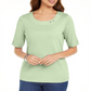 Karen Scott Women's Cotton Ring Top Green Size Small