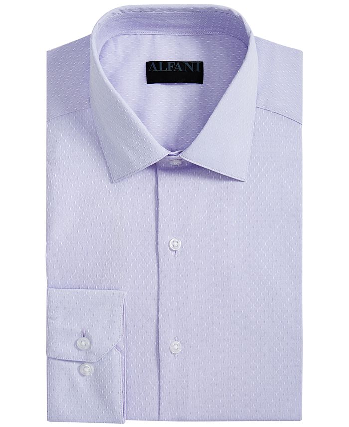 Alfani Men's Line Dot Dobby Slim Fit Button Down Dress Shirt Purple Size XL