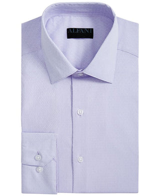 Alfani Men's Line Dot Dobby Slim Fit Button Down Dress Shirt Purple Size XL