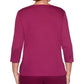 Alfred Dunner Women's Tunics Lace Yoke Three Quarter Sleeve Top Wine Size Petite M